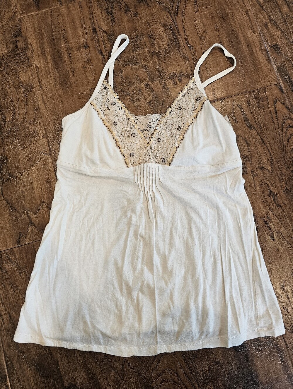 Poof! Women's Cream Lace-Trim Cami Top